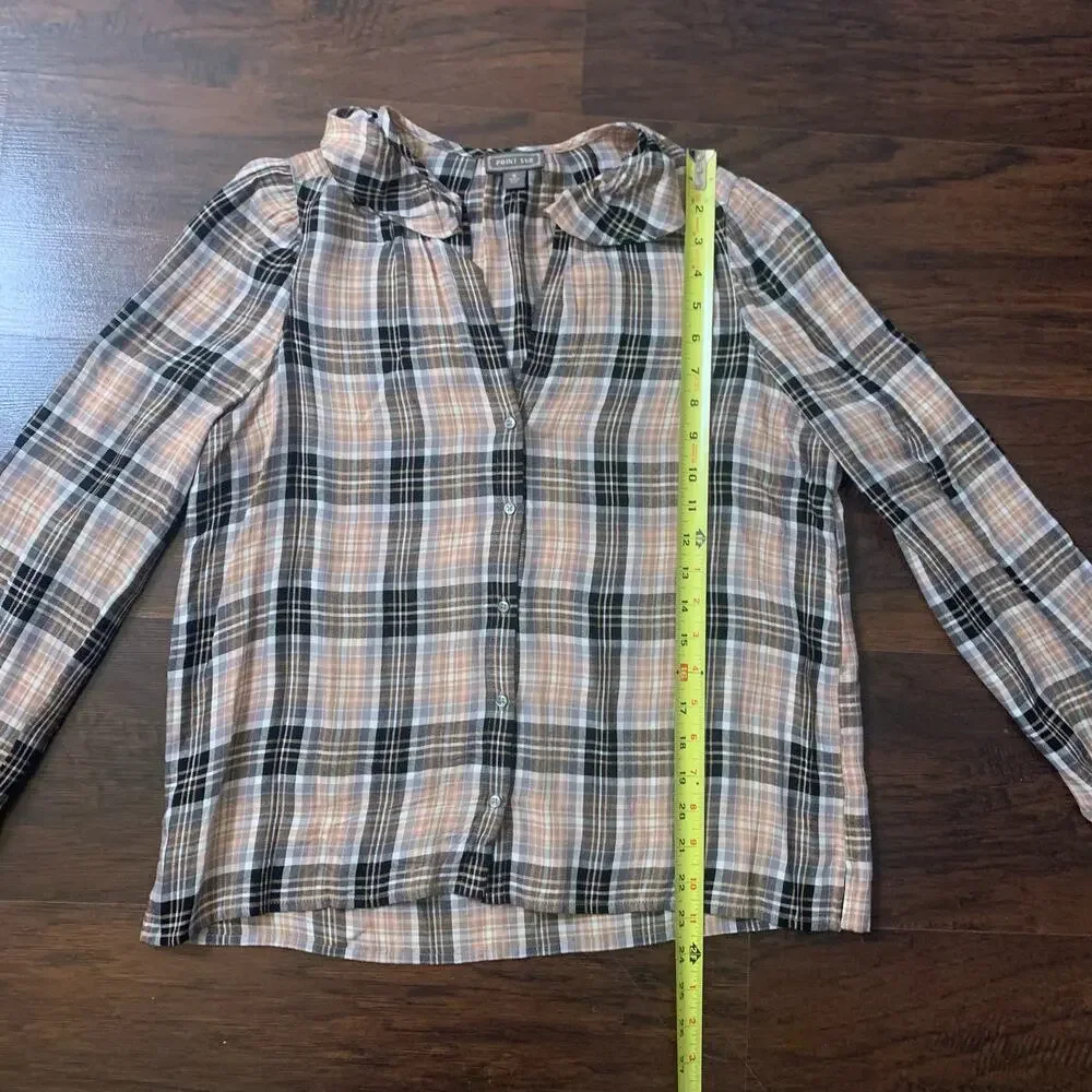 Point Sur J. Crew plaid long sleeve button down flannel shirt size S